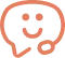 An orange icon depicting a smiling face wearing a headset, symbolizing customer support or service.