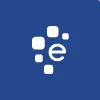 E logo on a blue background.