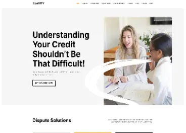 Two people talking with text, "Understanding Your Credit Shouldn’t Be That Difficult!" and a "Get Started Now" button.